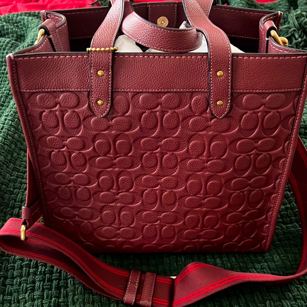Coach Field Tote Maroon Leather Purse Bag